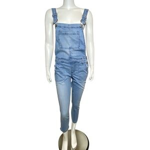 Level 99 Denim Bib Overalls Womens Size S Light Wash Button Sides Stretch